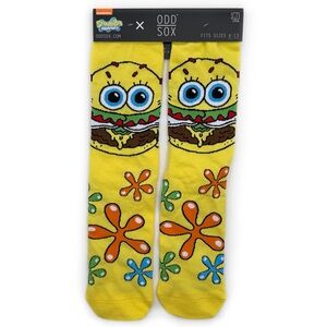 Odd Sox SpongeBob SquarePants Crew Socks Mens Womens Krabby Patty Flowers Gift